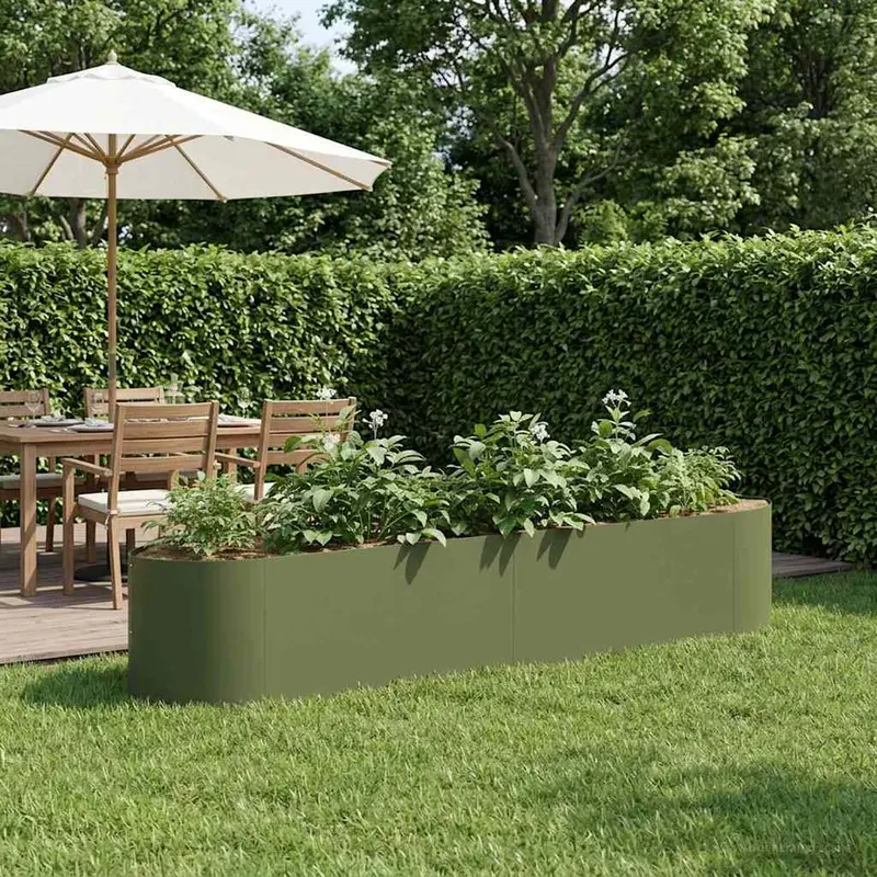 Vidaxl verhoogd tuinbed olijfgroen 220 x 40 x 40 cm staal
