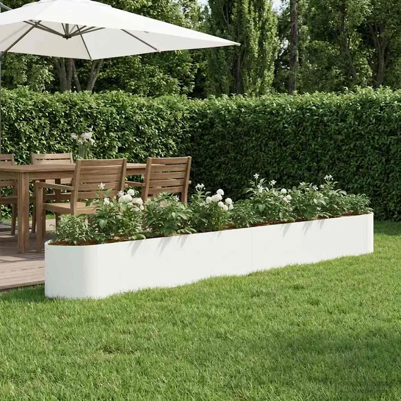 Vidaxl verhoogd tuinbed wit 380 x 40 x 40 cm staal