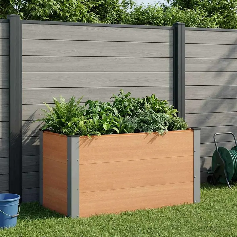 Vidaxl verhoogde plantenbak bruin 100 x 50 x 54 cm wpc en aluminium