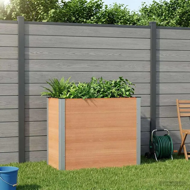 Vidaxl verhoogde plantenbak bruin 100 x 50 x 91 cm wpc en aluminium