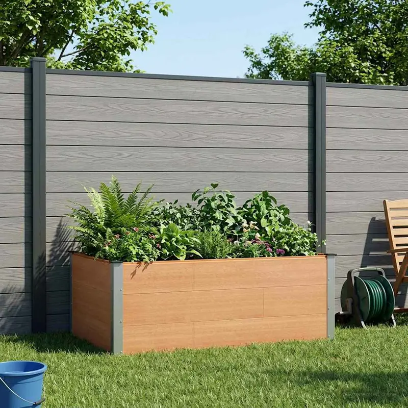 Vidaxl verhoogde plantenbak bruin 150 x 100 x 54 cm wpc en aluminium