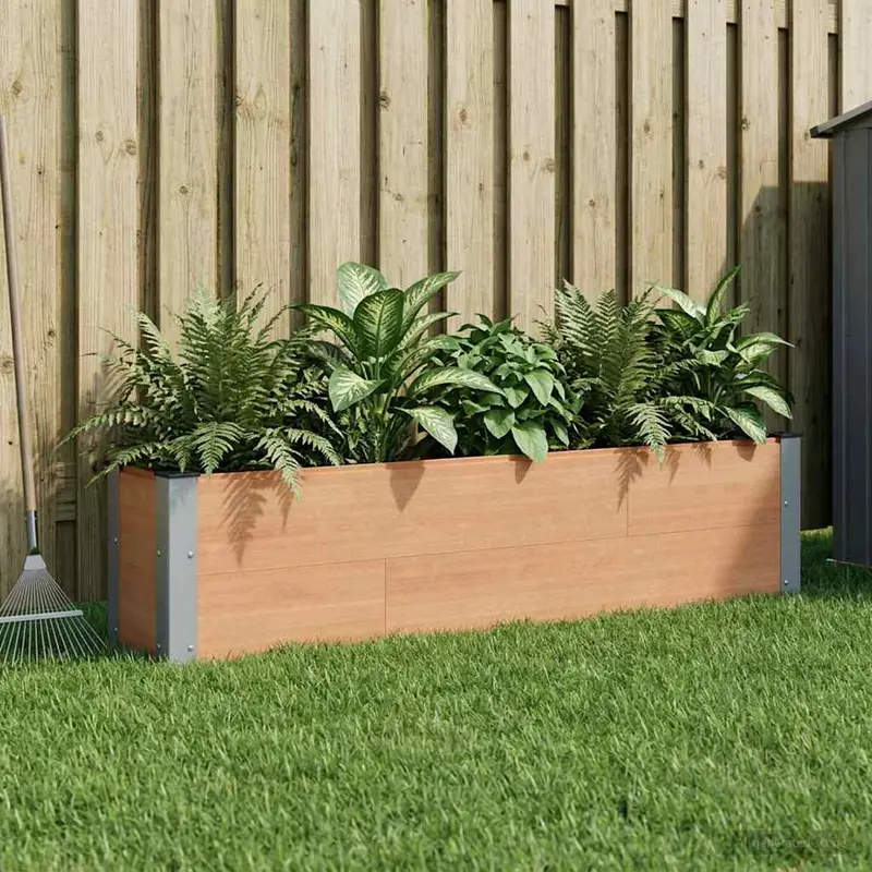 Vidaxl verhoogde plantenbak bruin 150 x 30 x 36 cm wpc en aluminium