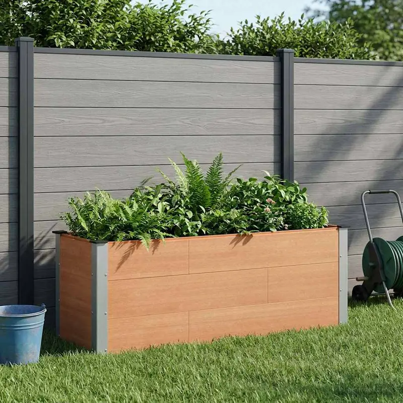 Vidaxl verhoogde plantenbak bruin 150 x 50 x 54 cm wpc en aluminium