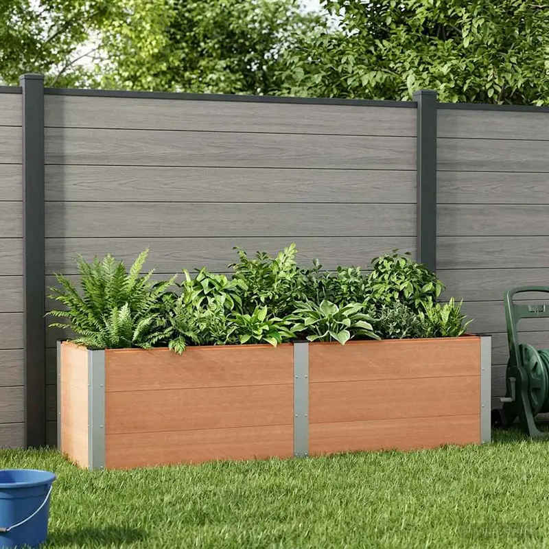 Vidaxl verhoogde plantenbak bruin 200 x 50 x 54 cm wpc en aluminium