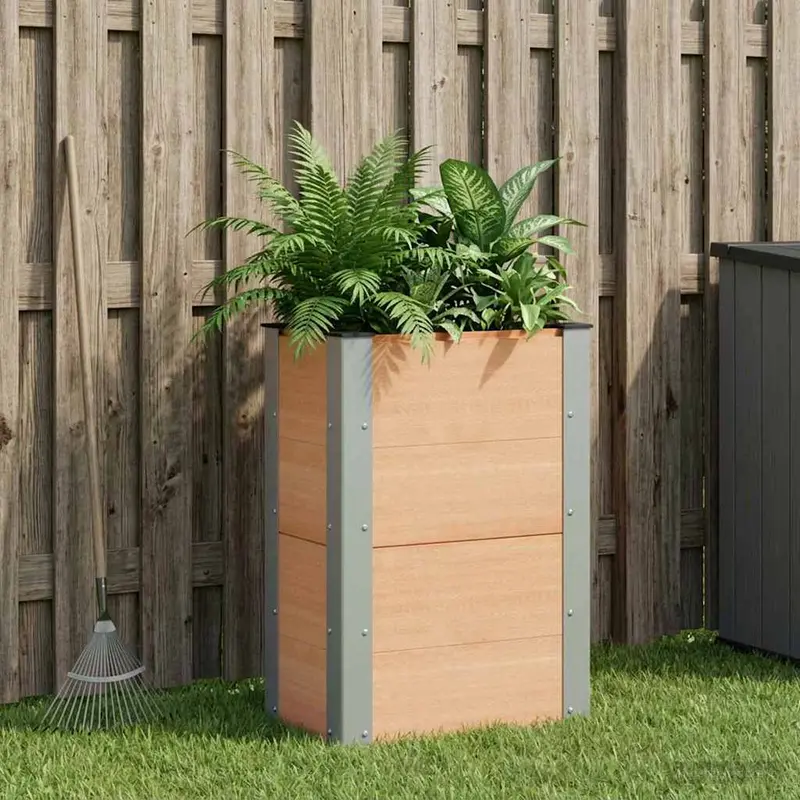 Vidaxl verhoogde plantenbak bruin 50 x 30 x 72 cm wpc en aluminium