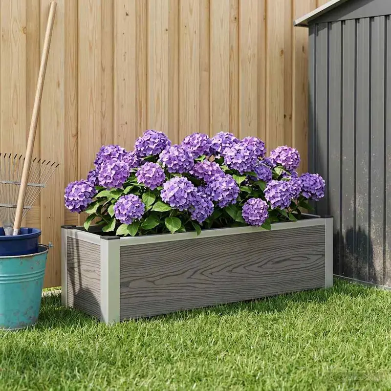 Vidaxl verhoogde plantenbak grijs 100 x 30 x 22 cm wpc en aluminium