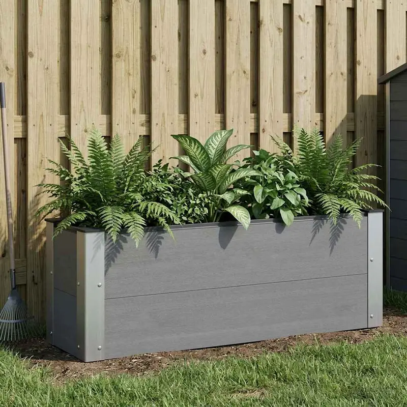 Vidaxl verhoogde plantenbak grijs 100 x 30 x 36 cm wpc en aluminium