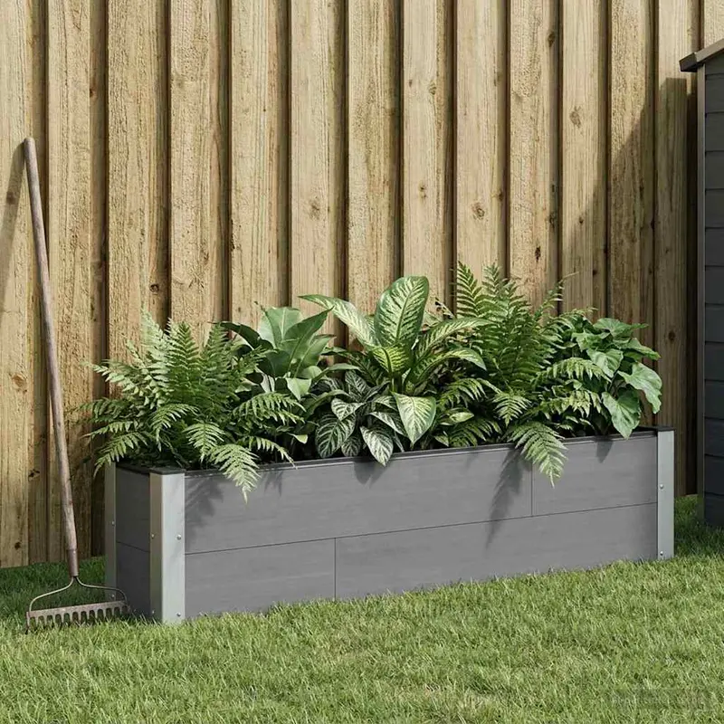Vidaxl verhoogde plantenbak grijs 150 x 30 x 36 cm wpc en aluminium