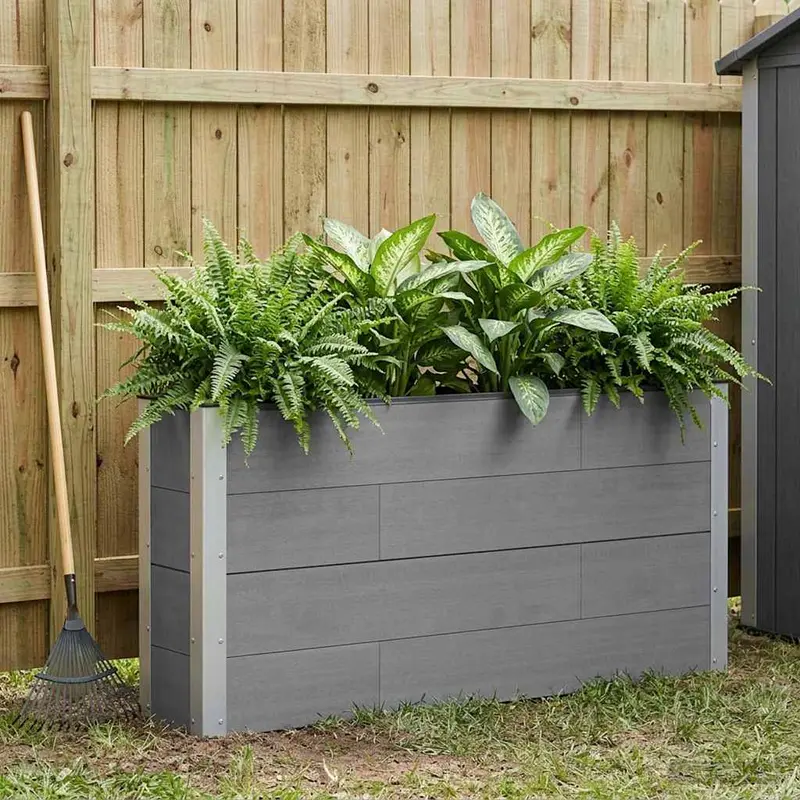 Vidaxl verhoogde plantenbak grijs 150 x 30 x 72 cm wpc en aluminium