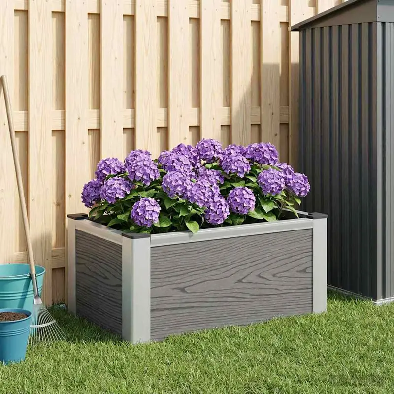 Vidaxl verhoogde plantenbak grijs 50 x 30 x 22 cm wpc en aluminium