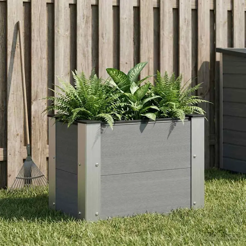 Vidaxl verhoogde plantenbak grijs 50 x 30 x 36 cm wpc en aluminium