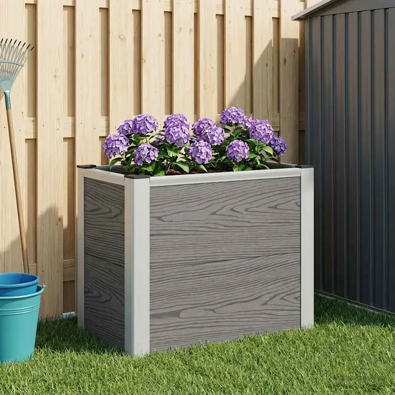 Vidaxl verhoogde plantenbak grijs 50 x 30 x 42 cm wpc en aluminium