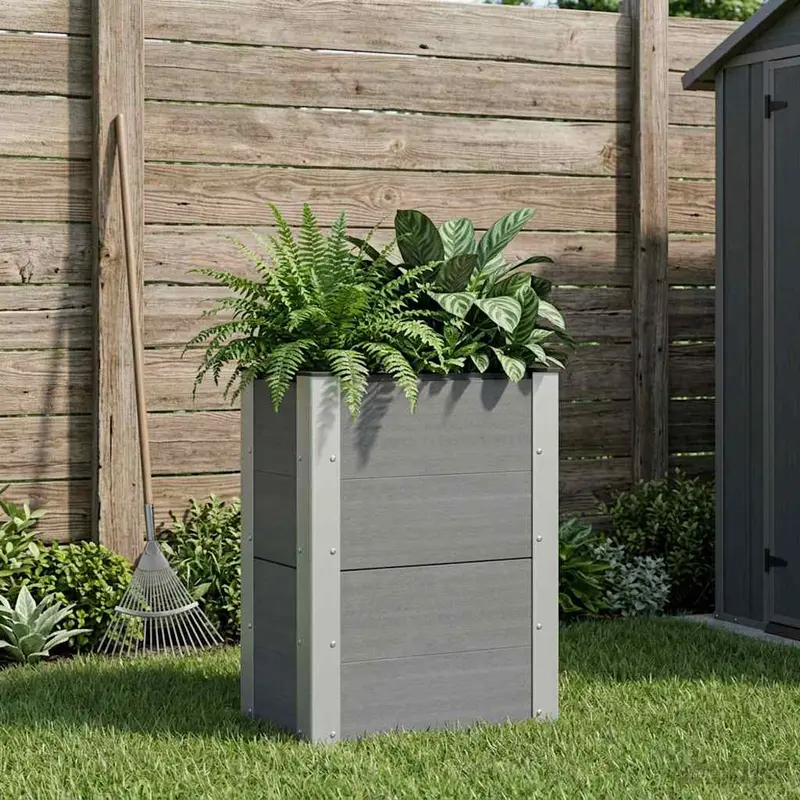 Vidaxl verhoogde plantenbak grijs 50 x 30 x 72 cm wpc en aluminium