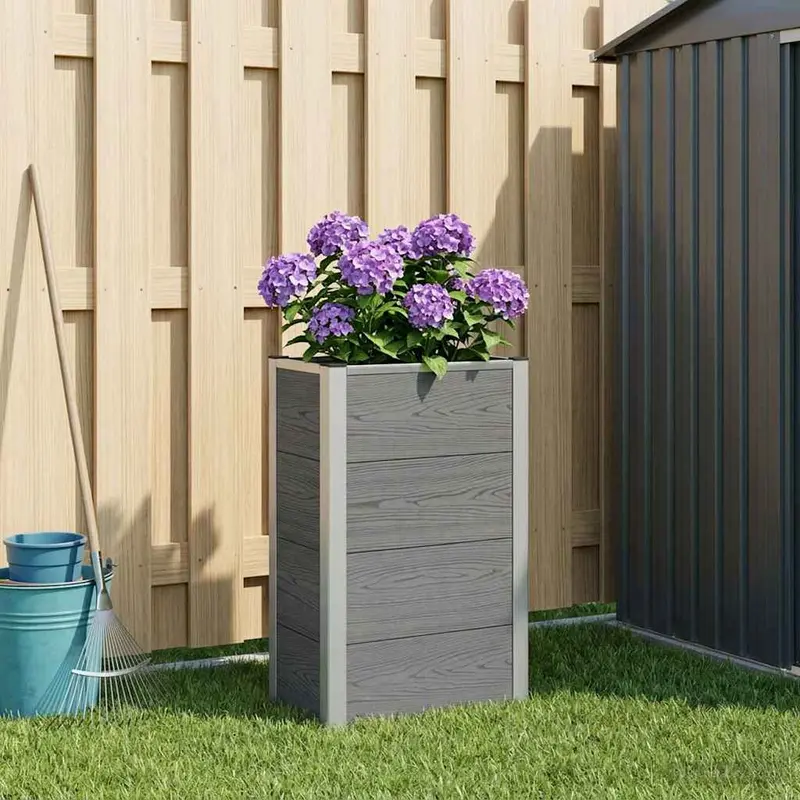 Vidaxl verhoogde plantenbak grijs 50 x 30 x 82 cm wpc en aluminium