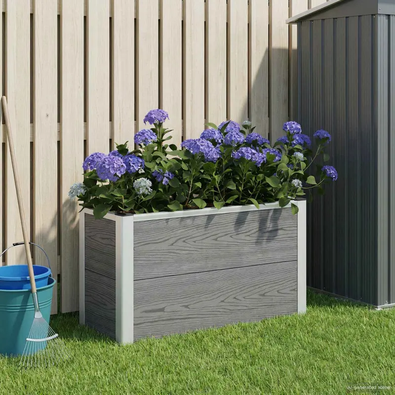 Vidaxl verhoogde plantenbak grijs 75 x 30 x 42 cm wpc en aluminium