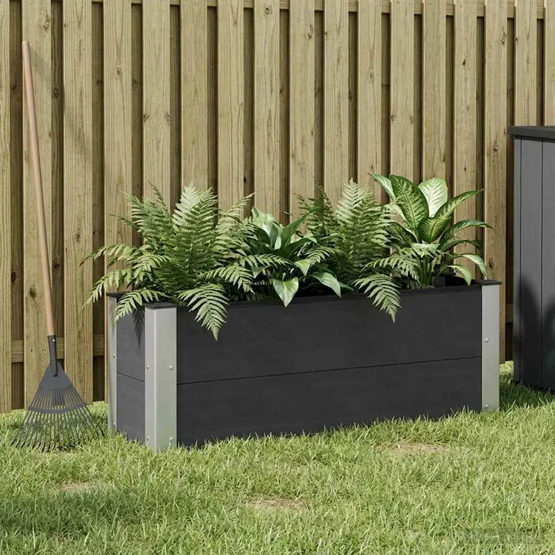 Vidaxl verhoogde plantenbak zwart 100 x 30 x 36 cm wpc en aluminium