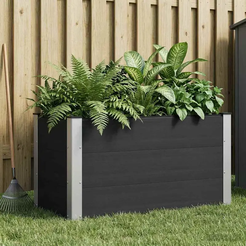 Vidaxl verhoogde plantenbak zwart 100 x 50 x 54 cm wpc en aluminium
