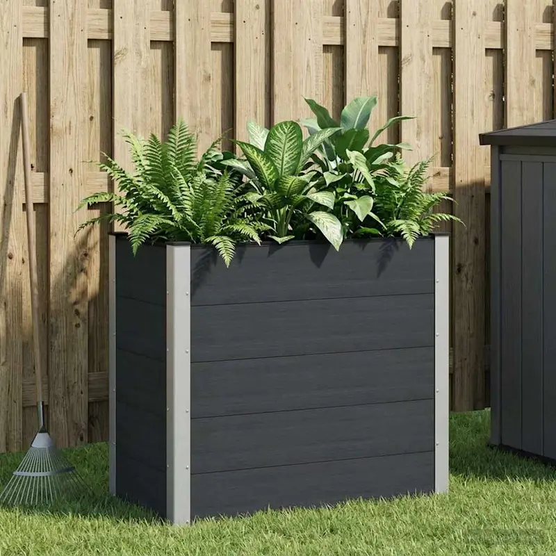 Vidaxl verhoogde plantenbak zwart 100 x 50 x 91 cm wpc en aluminium