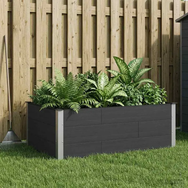 Vidaxl verhoogde plantenbak zwart 150 x 100 x 54 cm wpc en aluminium