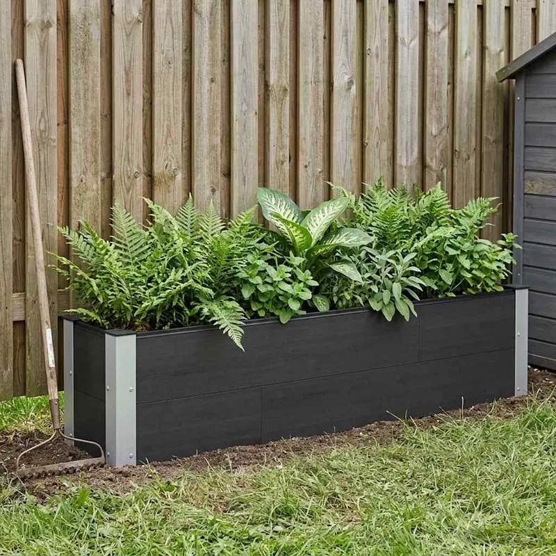 Vidaxl verhoogde plantenbak zwart 150 x 30 x 36 cm wpc en aluminium