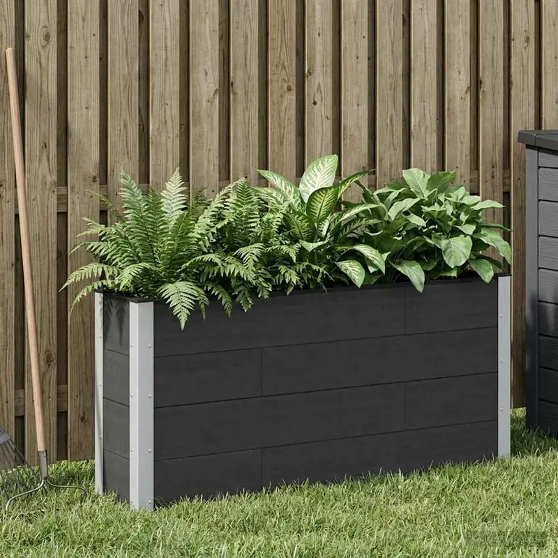 Vidaxl verhoogde plantenbak zwart 150 x 30 x 72 cm wpc en aluminium