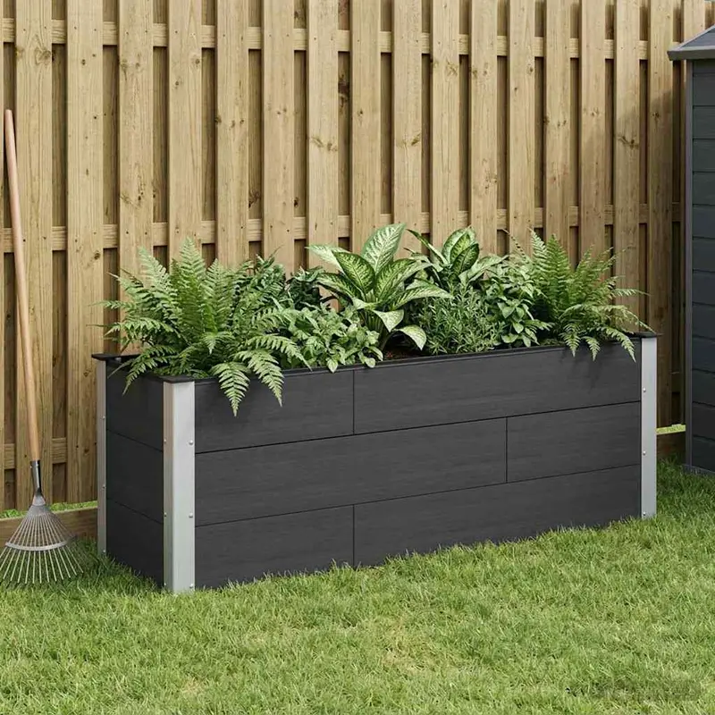 Vidaxl verhoogde plantenbak zwart 150 x 50 x 54 cm wpc en aluminium