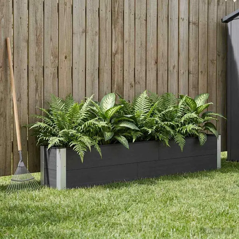 Vidaxl verhoogde plantenbak zwart 200 x 30 x 36 cm wpc en aluminium