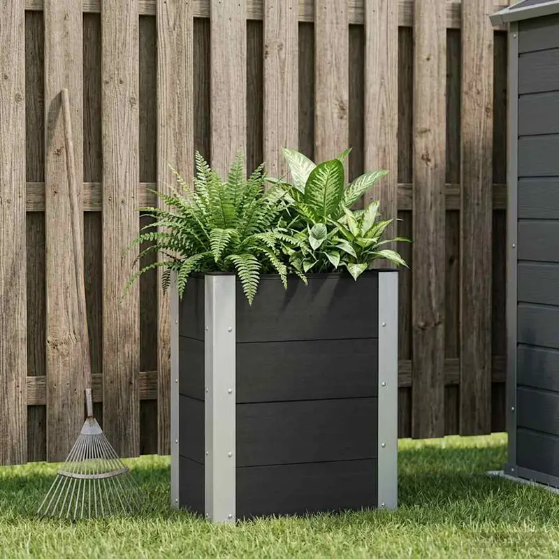 Vidaxl verhoogde plantenbak zwart 50 x 30 x 72 cm wpc en aluminium