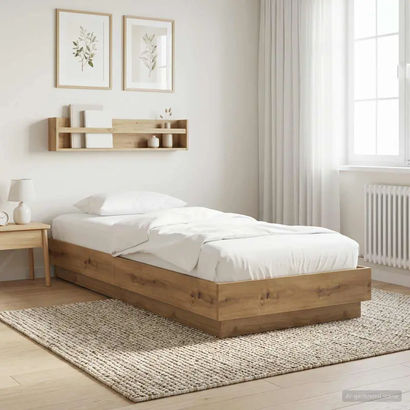 Vidaxl vloerbedframe artisanaal eiken 80 x 200 cm bewerkt hout
