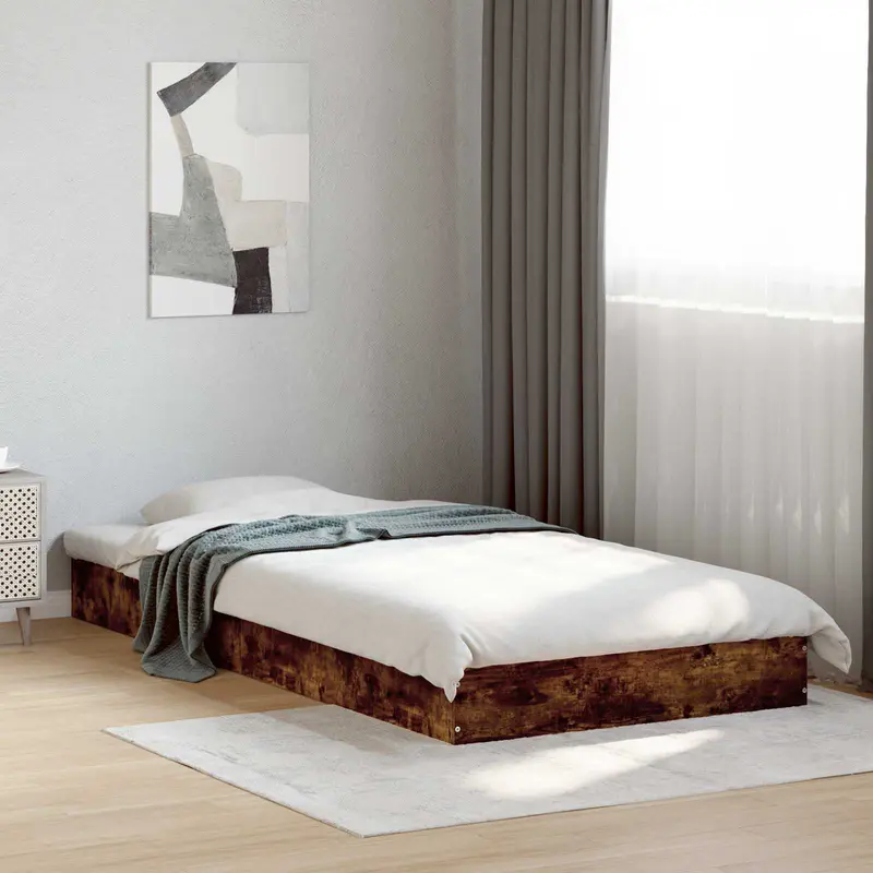 Vidaxl vloerbedframe gerookt eiken 80 x 200 cm bewerkt hout