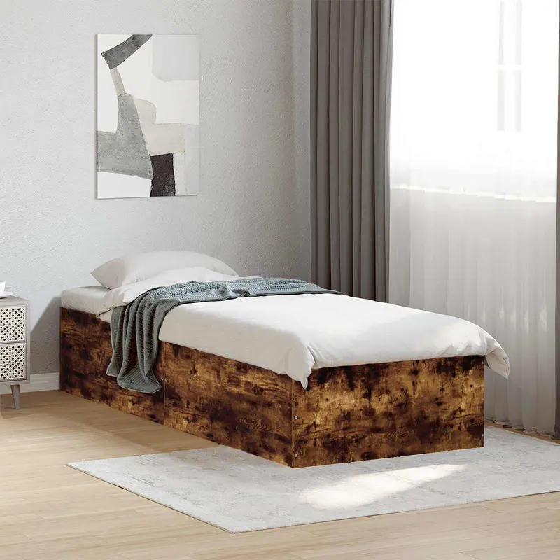 Vidaxl vloerbedframe gerookt eiken 80 x 200 cm bewerkt hout