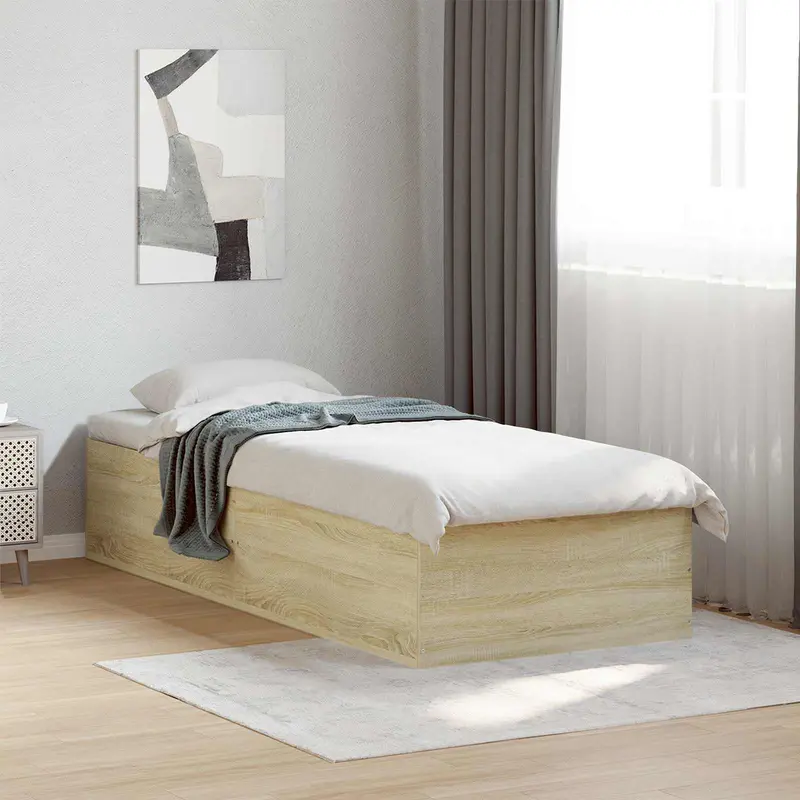 Vidaxl vloerbedframe sonoma eiken 80 x 200 cm bewerkt hout