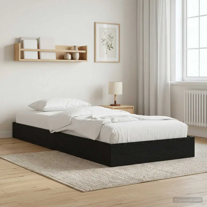 Vidaxl vloerbedframe zwart eiken 80 x 200 cm bewerkt hout