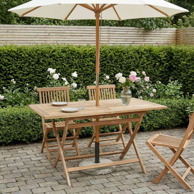 Vidaxl vouw tuin tafel naturel 120 x 70 x 75,5 cm massief teakhout