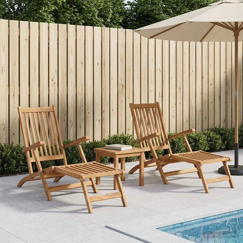 Vidaxl vouwdeckstoel 2 pcs naturel massief teakhout