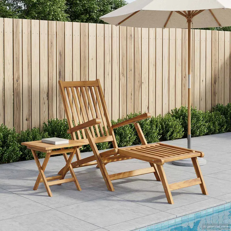 Vidaxl vouwstoel met tafel naturel massief teakhout