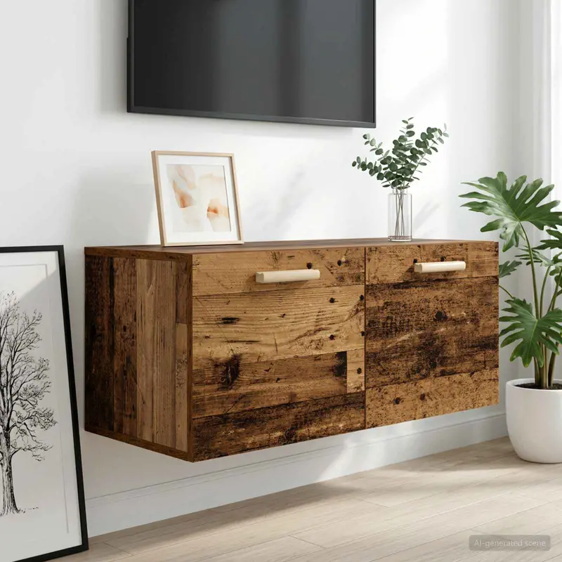 Vidaxl wandkast muurmontage oud hout 80 x 36,5 x 35 cm bewerkt hout