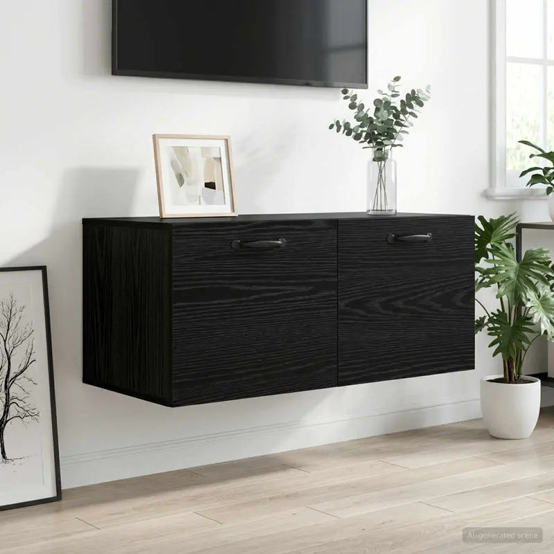 Vidaxl wandkast muurmontage zwart eiken 80 x 36,5 x 35 cm bewerkt hout