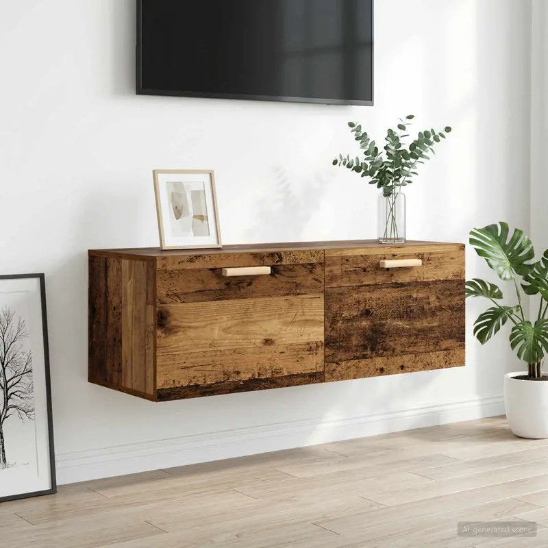 Vidaxl wandkast oud hout 100 x 36,5 x 35 cm bewerkt hout