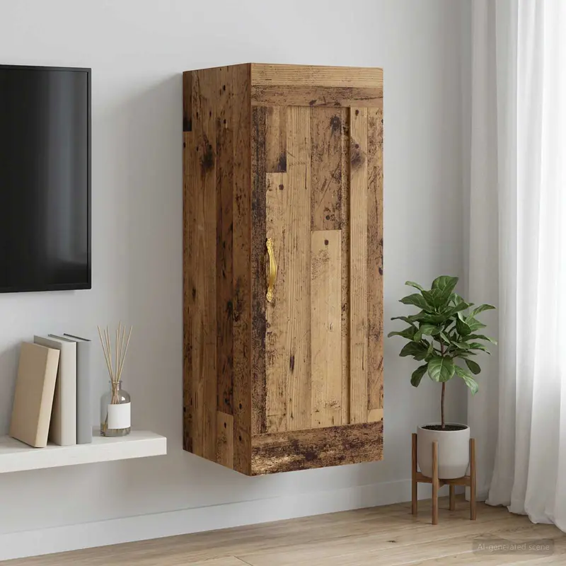 Vidaxl wandkast oud hout 34,5 x 34 x 90 cm bewerkt hout