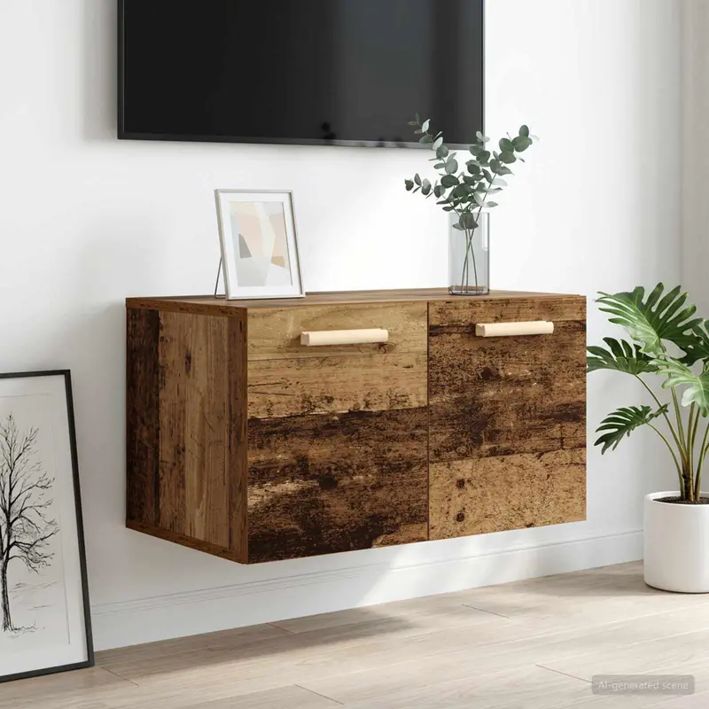 Vidaxl wandkast oud hout 60 x 36,5 x 35 cm bewerkt hout