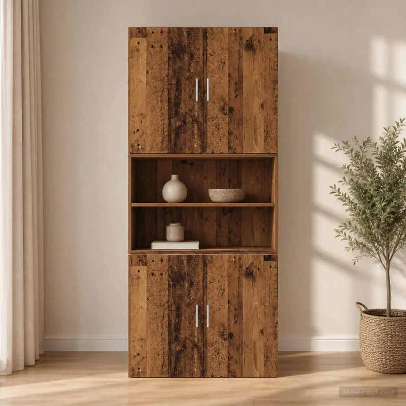 Vidaxl wandkast oud hout 80 x 42,5 x 64 cm bewerkt hout