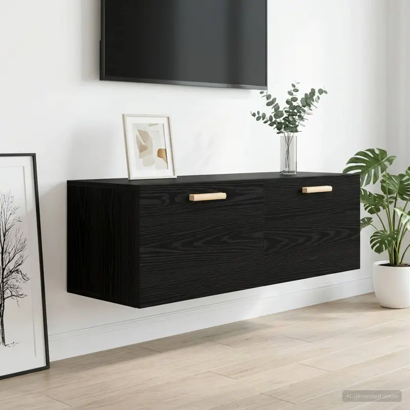 Vidaxl wandkast zwart eiken 100 x 36,5 x 35 cm bewerkt hout