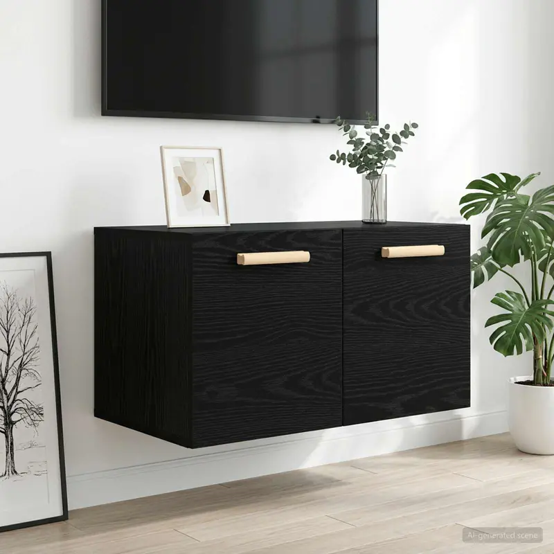 Vidaxl wandkast zwart eiken 60 x 36,5 x 35 cm bewerkt hout