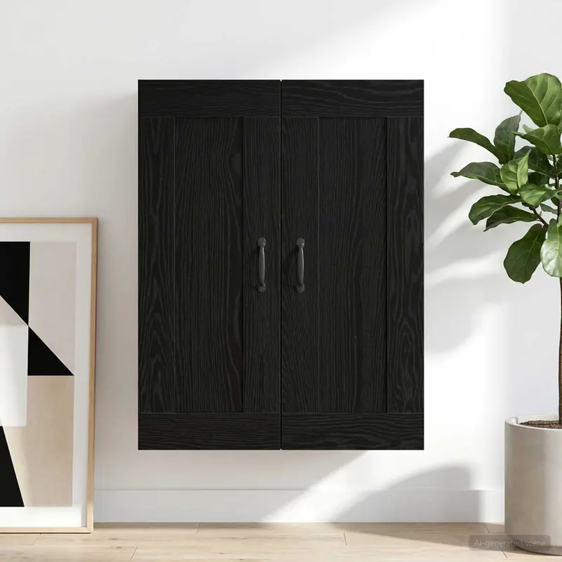 Vidaxl wandkast zwart eiken 69,5 x 34 x 90 cm bewerkt hout