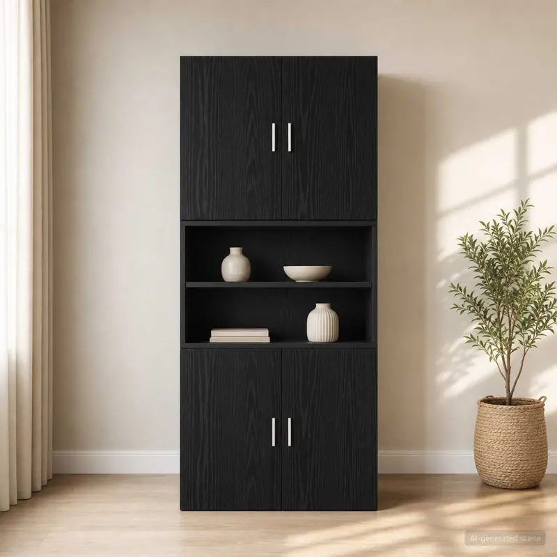 Vidaxl wandkast zwart eiken 80 x 42,5 x 64 cm bewerkt hout
