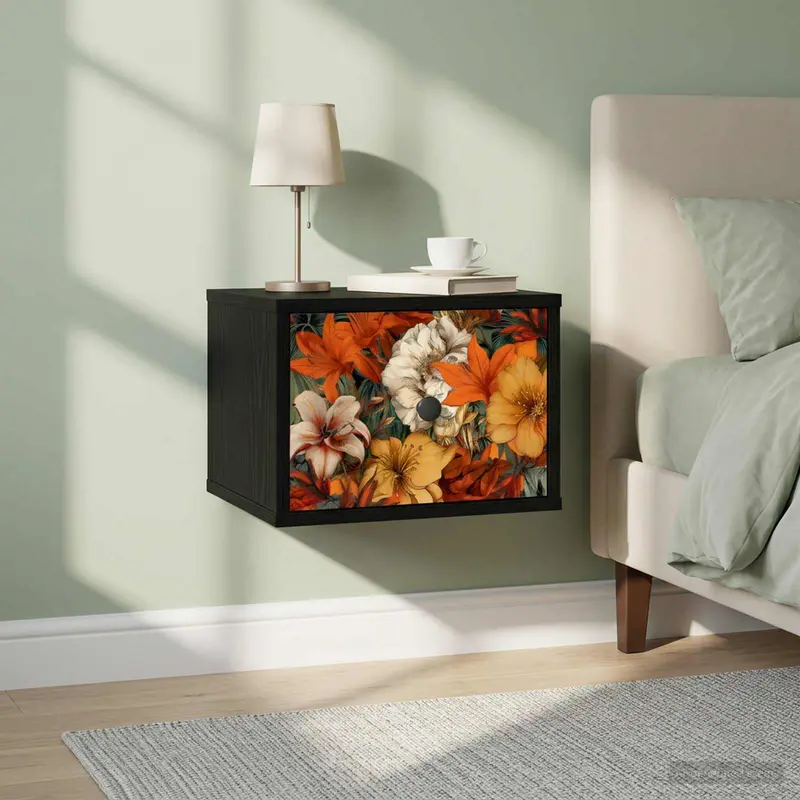 Vidaxl wandkastje gennep zwart eiken 36 x 33 x 25 cm bewerkt hout