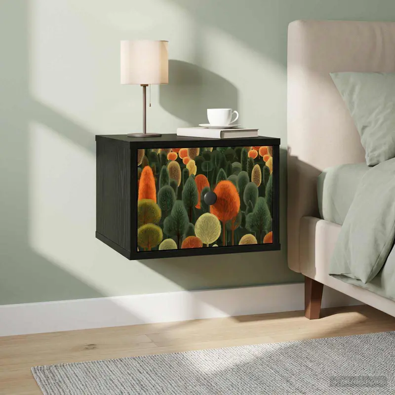 Vidaxl wandkastje zaandam zwart eiken 36 x 33 x 25 cm bewerkt hout
