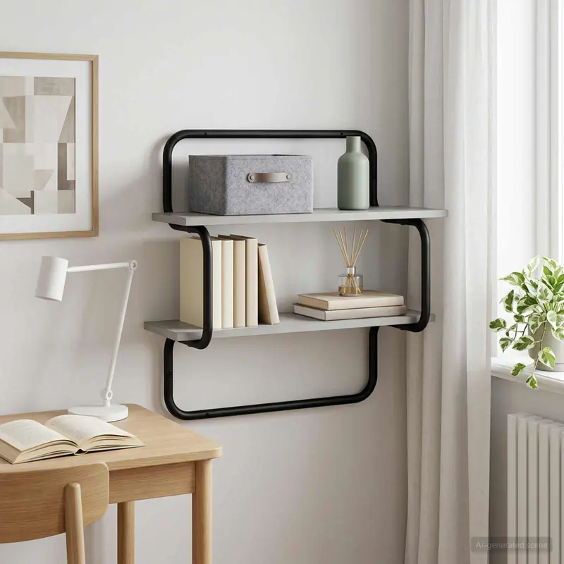 Vidaxl wandplank met 2 niveaus grijs sonoma 80 x 24,5 x 61 cm