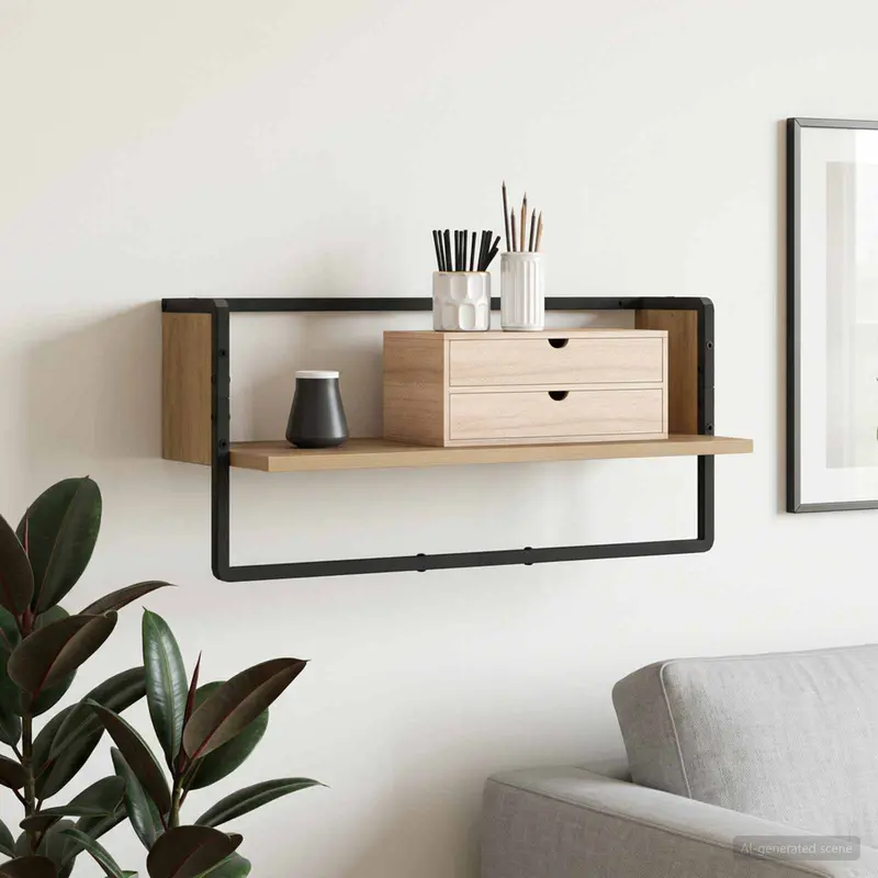 Vidaxl wandplank muurmontage artisanaal eiken 65 x 25 x 30 cm